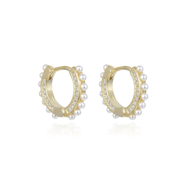 Leala Pearl & Stone Huggies Earrings