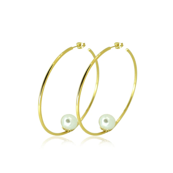 Jess Pearl Half Hoop Earrings | Gold