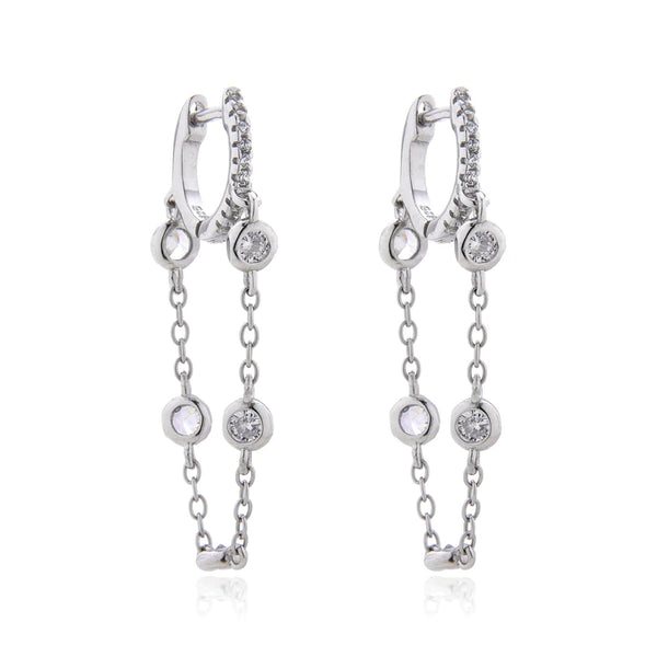 Lara Chain Huggies Earrings | Sterling Silver