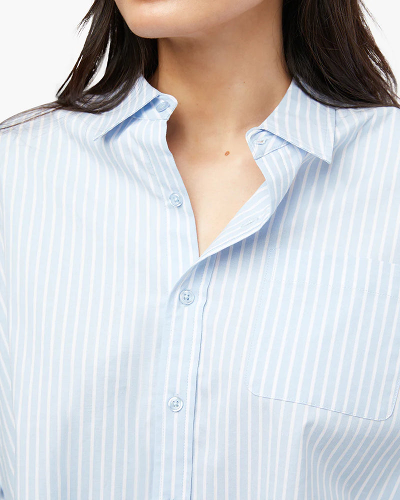WeWoreWhat | Striped Cropped Button Front Shirt | Classic Blue