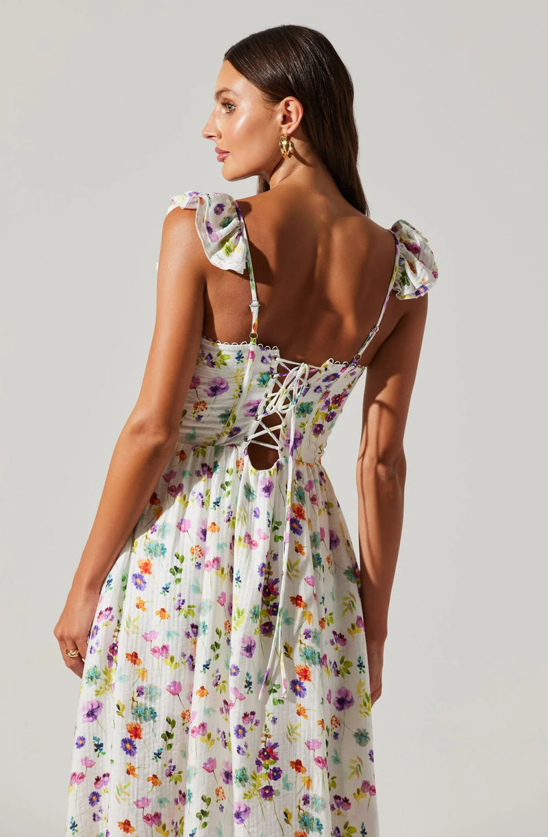 ASTR the Label | Wedelia Dress | Cream Purple Floral