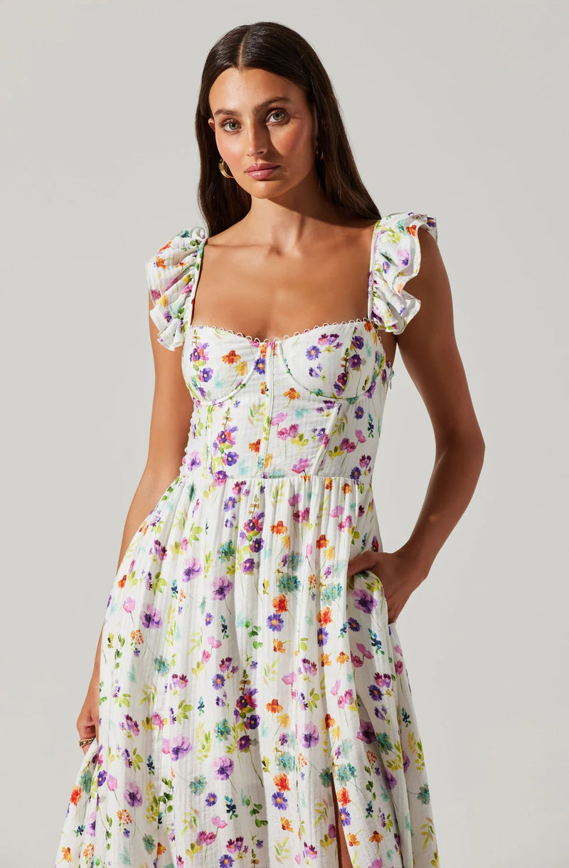 ASTR the Label | Wedelia Dress | Cream Purple Floral