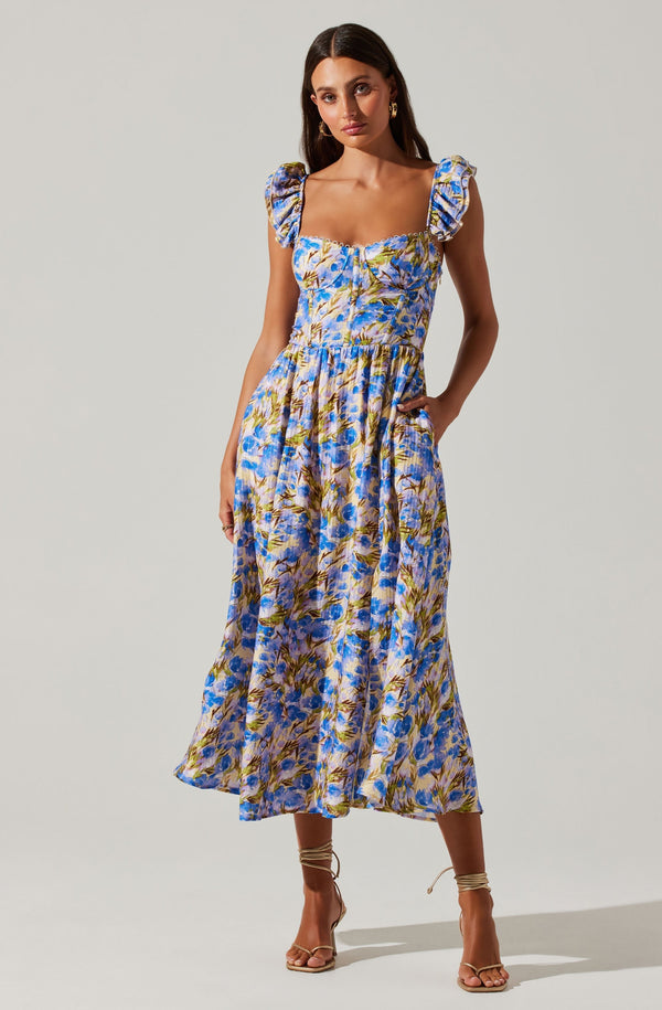 ASTR the Label | Wedelia Dress | Yellow Blue Floral