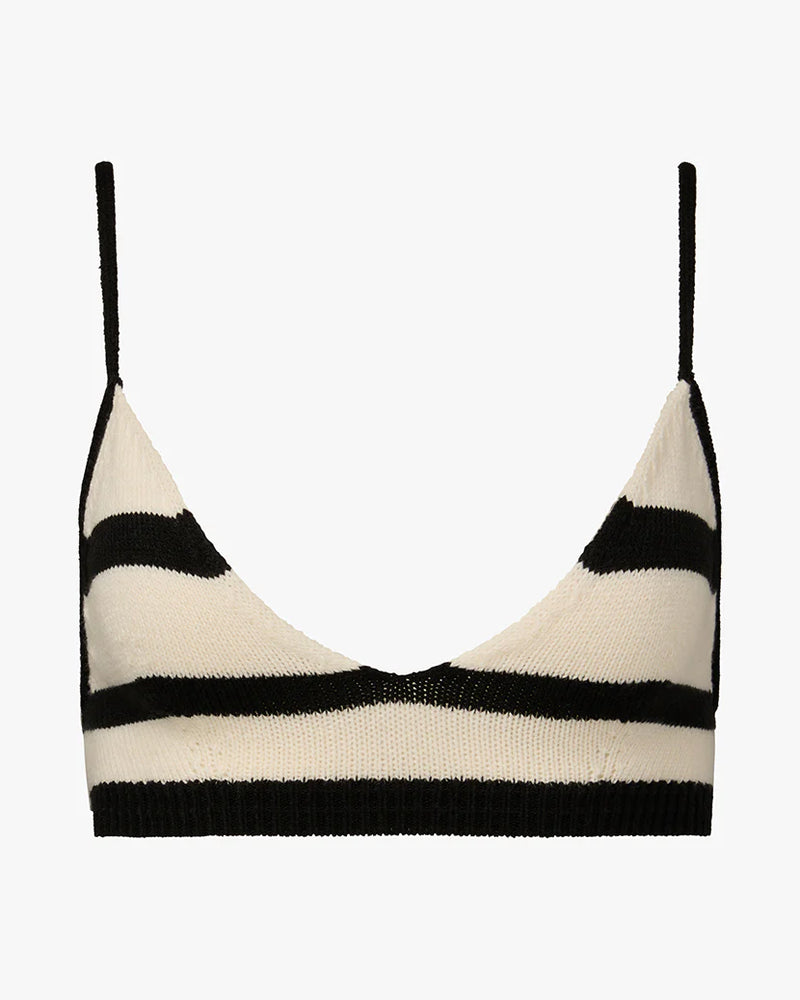 WeWoreWhat | Sweater Bra Top | Striped Ivory & Black