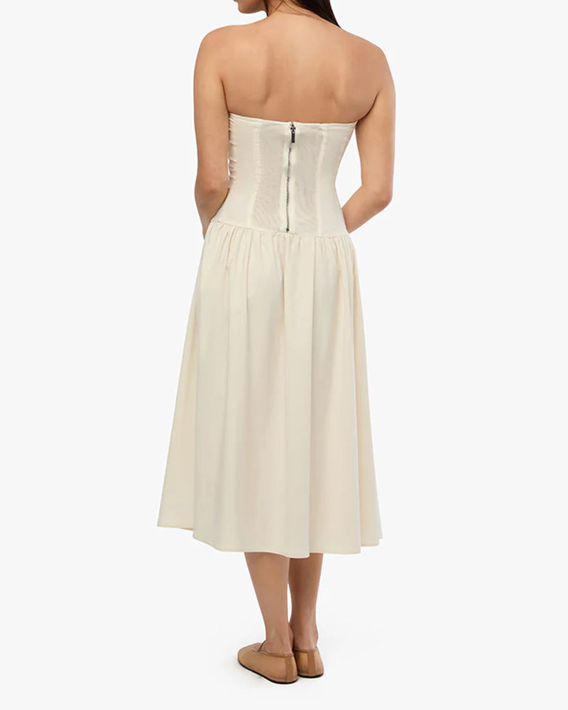 WeWoreWhat | Strapless Corset Midi Dress | Ivory