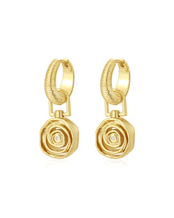 LUV AJ | Rosette Coil Charm Hoop Earrings