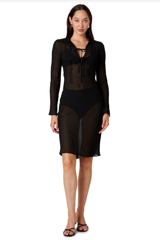 Alva Tunic Sheer Dress | Black