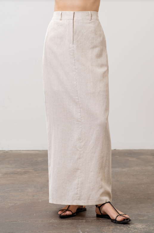 FINAL SALE Ariana Linen Front Slit Maxi Skirt