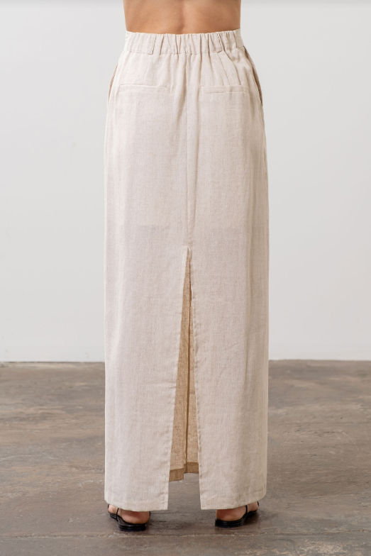 FINAL SALE Ariana Linen Front Slit Maxi Skirt