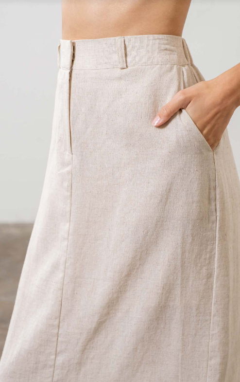 FINAL SALE Ariana Linen Front Slit Maxi Skirt