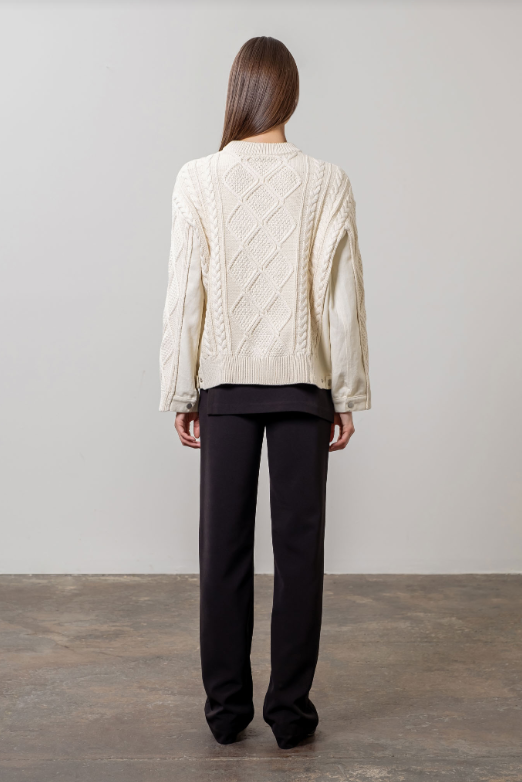 Carra Cable Knit Denim Sweater | Cream