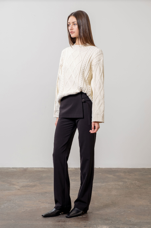 Carra Cable Knit Denim Sweater | Cream