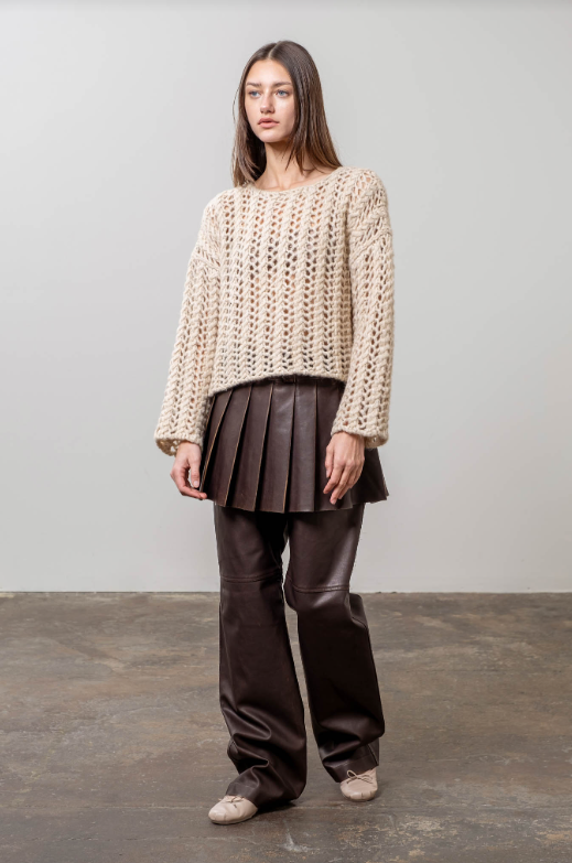 Erin Crochet Pullover Sweater | Oatmeal