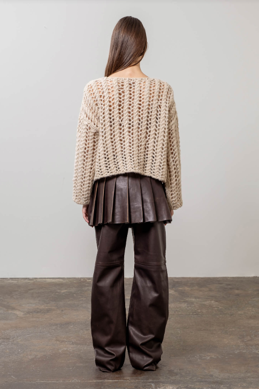 Erin Crochet Pullover Sweater | Oatmeal