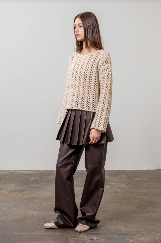 Erin Crochet Pullover Sweater | Oatmeal