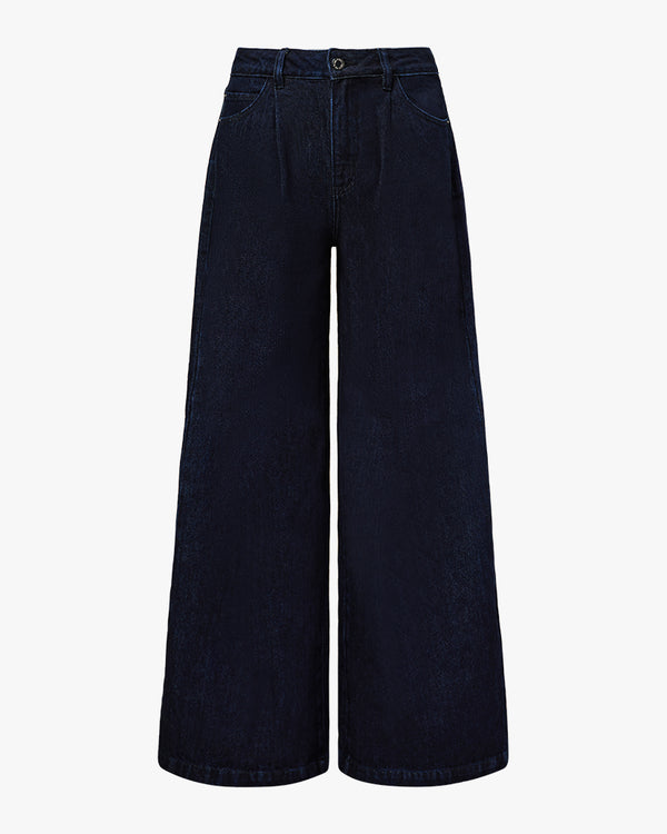 WeWoreWhat | Highrise Pleated Wide Leg Jeans | Raw Wash