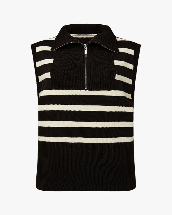 WeWoreWhat | Half Zip Sweater Vest | Black & Ecru FINAL SALE