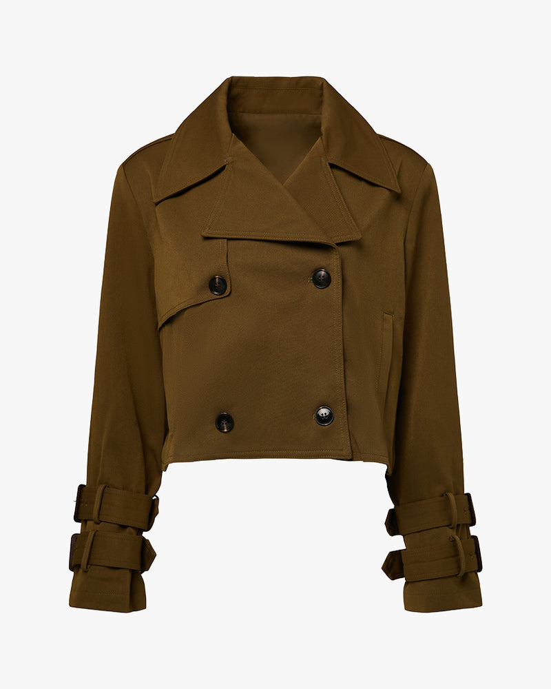 WeWoreWhat | Cropped Trench Coat | Military Olive