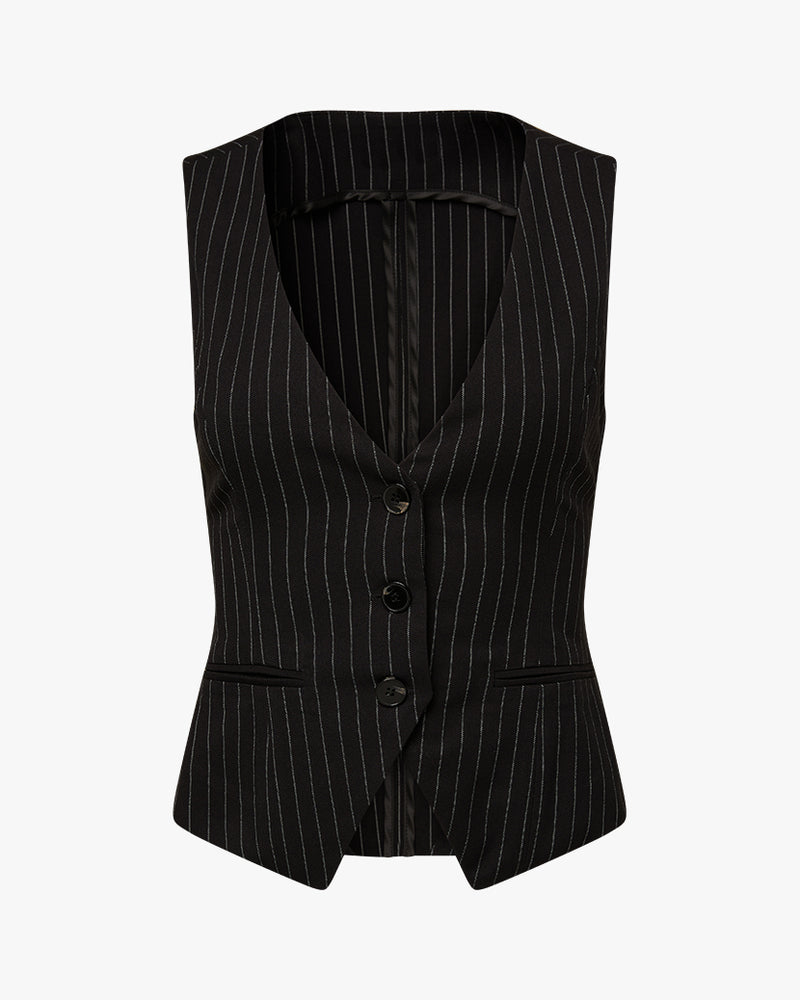 Black Pinstripe Women's Suit Vest | Tailored Collection – conDiva