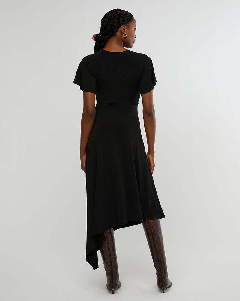 WeWoreWhat | Cut Out Rosette Asymmetrical Dress | Black FINAL SALE