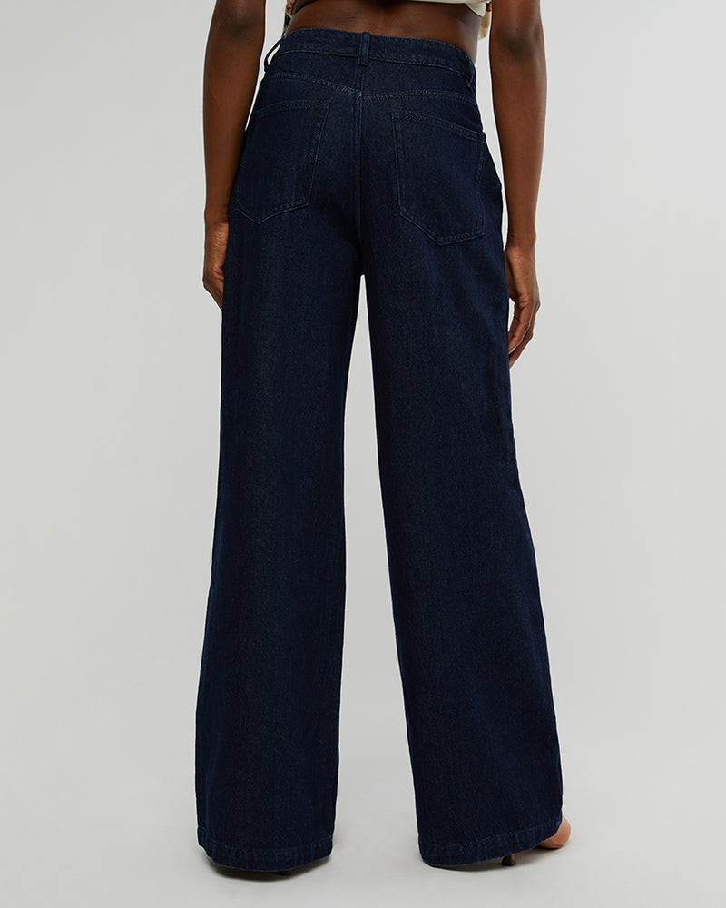 WeWoreWhat | Highrise Pleated Wide Leg Jeans | Raw Wash