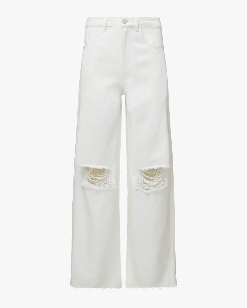 WeWoreWhat | Wide Leg Distressed Jeans | White