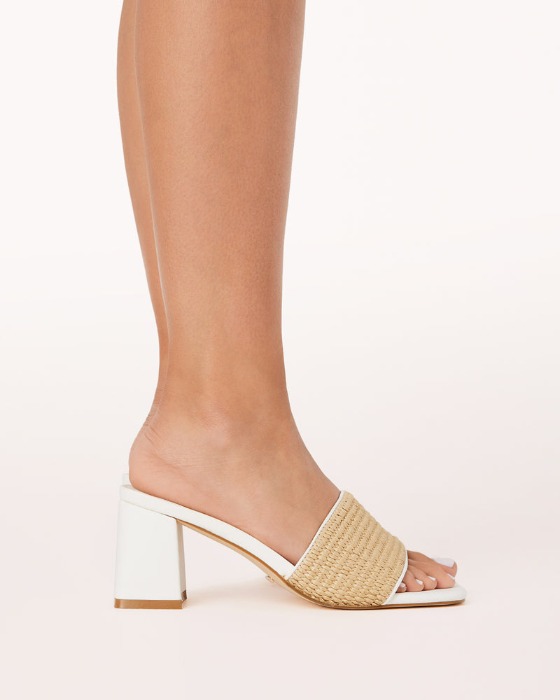 Billini | Yarina White Raffia Block Heels