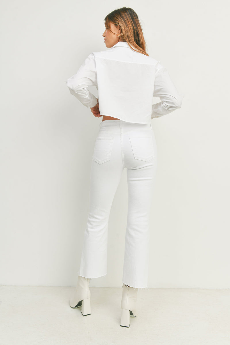 Vana Vintage Cropped Flare Jeans | White
