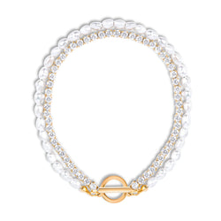 Ellie Vail | Topanga Double Chain Pearl Toggle Bracelet