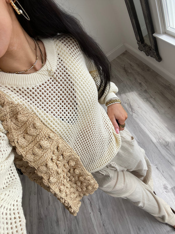 Yona Crochet Sweater | Cream