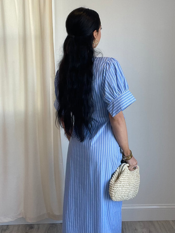 Coco Striped Midi Dress | Baby Blue