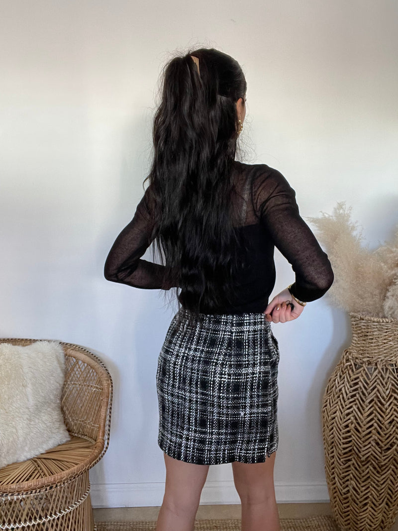 Iman Plaid Mini Skirt | Black