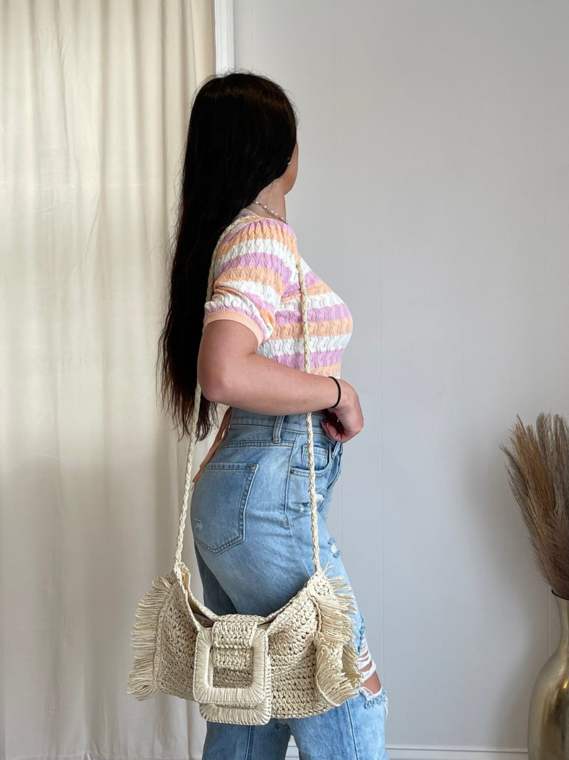 Lost + Wander | Mila Striped Short Sleeve Knit Top FINAL SALE