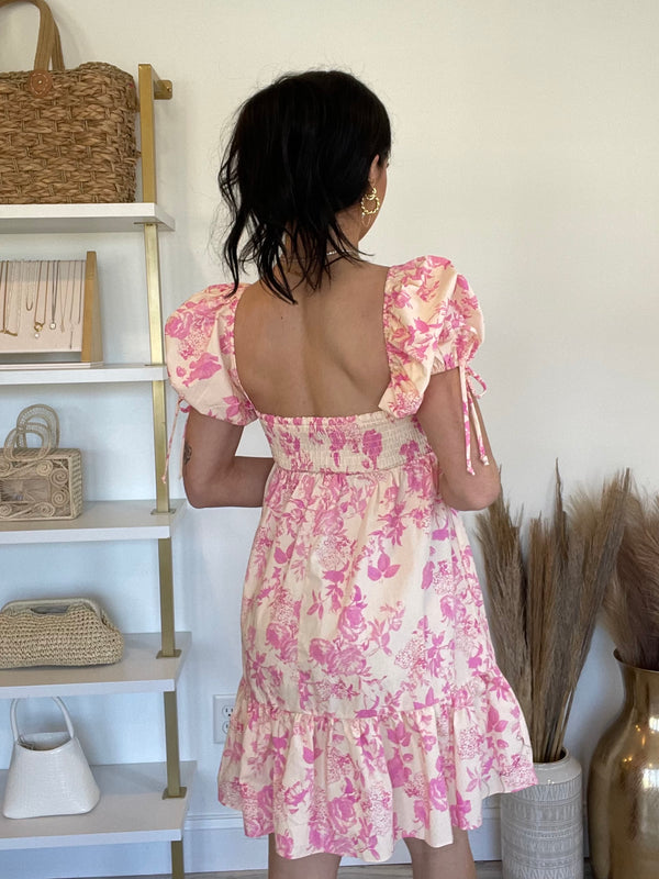 Bardot Floral Babydoll Dress | Pink