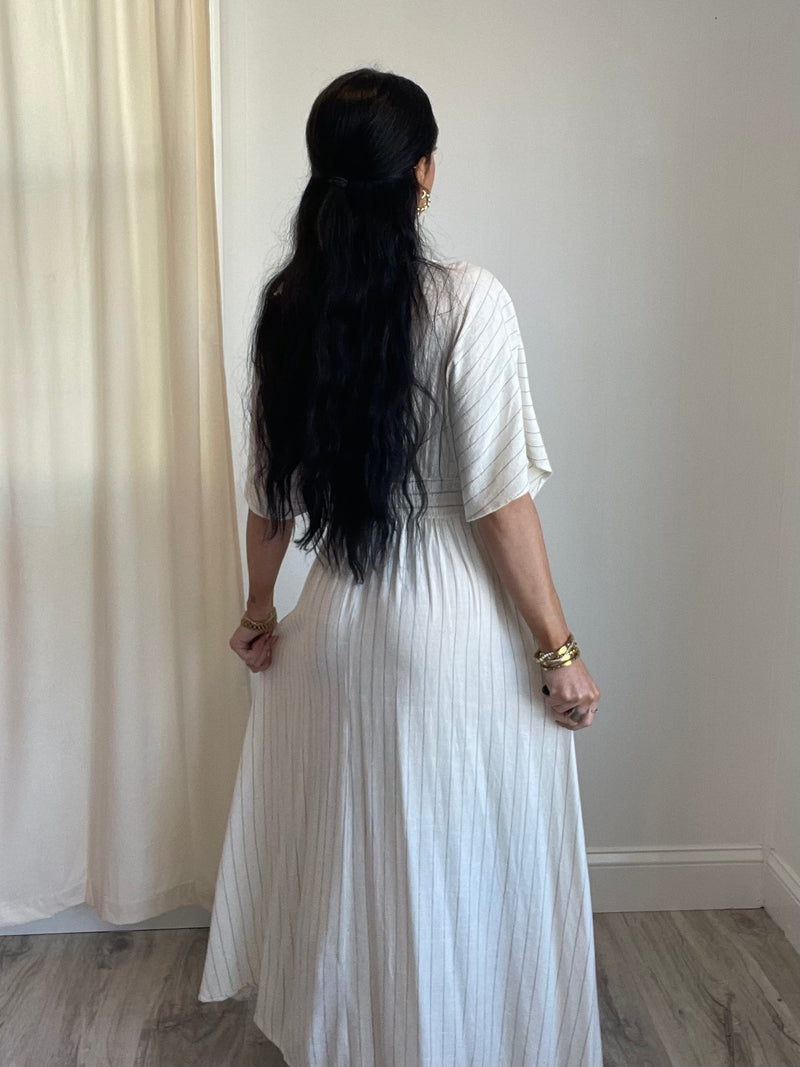 Sondra Striped Deep V Maxi Dress