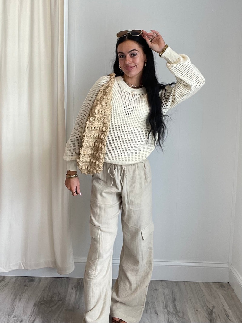 Yona Crochet Sweater | Cream