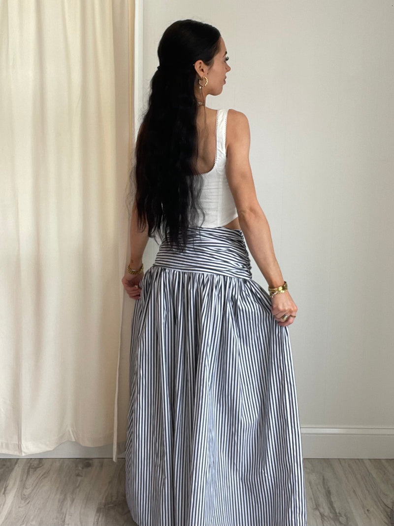 Amelia Striped Maxi Skirt | Navy & White