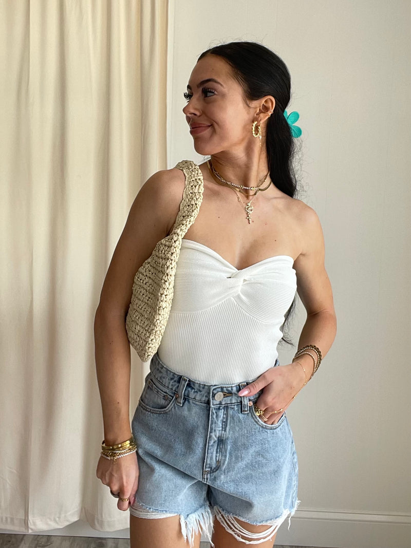 Layla Knit Tube Top | White