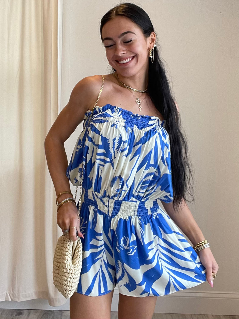 Danica Blue Tropical Romper