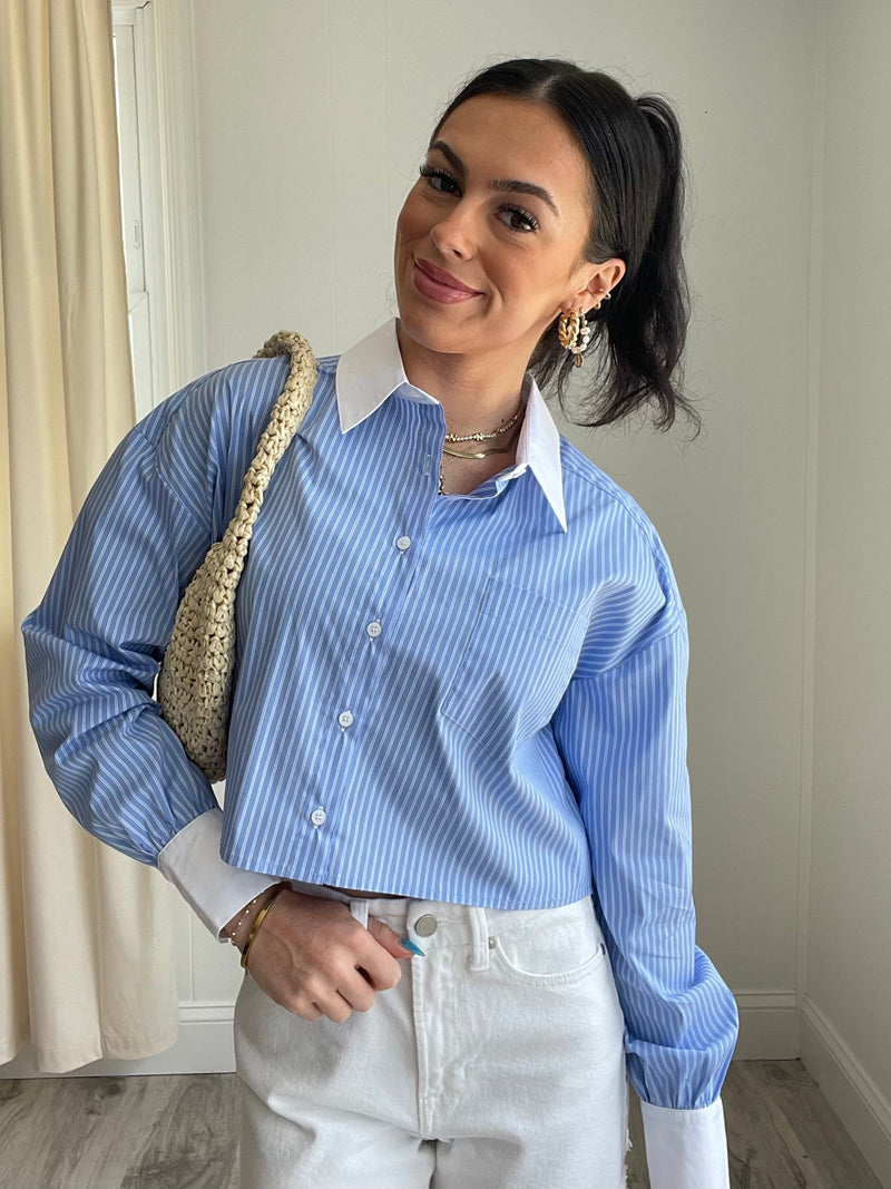 Hudson Striped Button Down Shirt | Blue