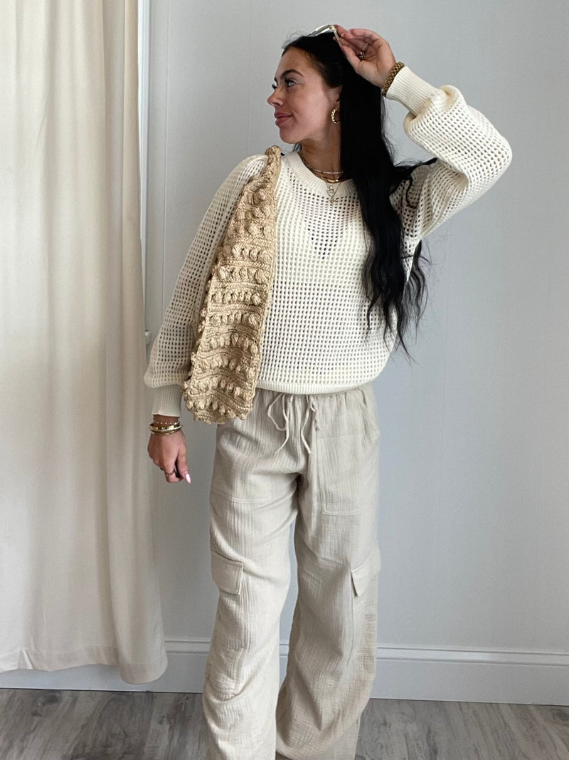 Yona Crochet Sweater | Cream