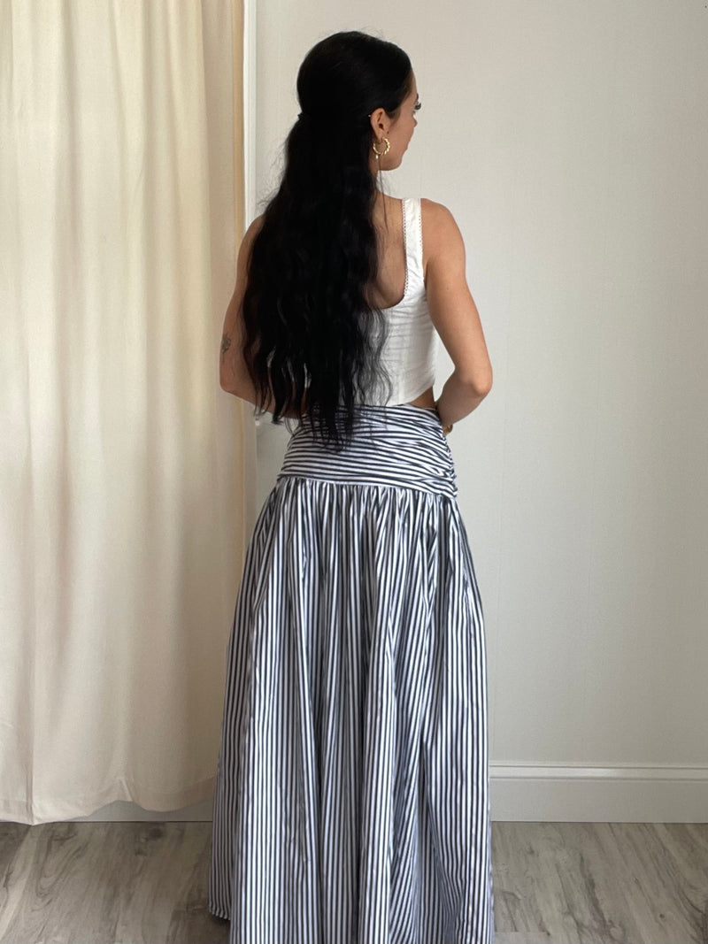 Amelia Striped Maxi Skirt | Navy & White