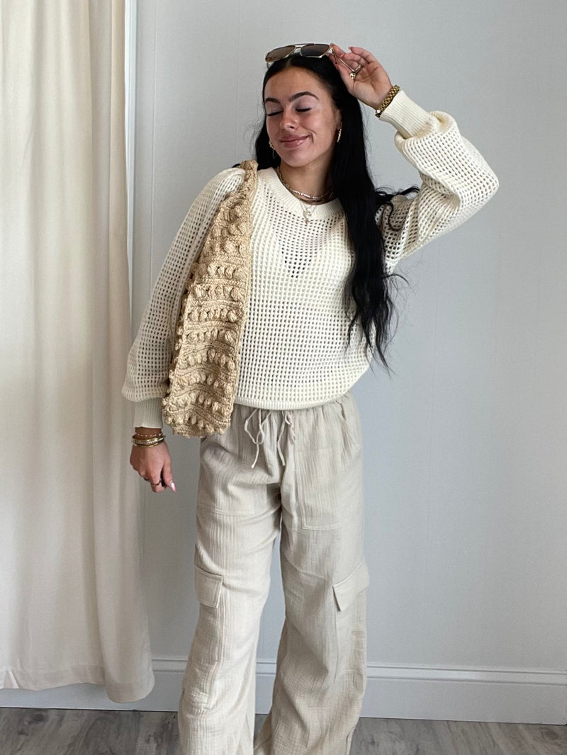 Yona Crochet Sweater | Cream