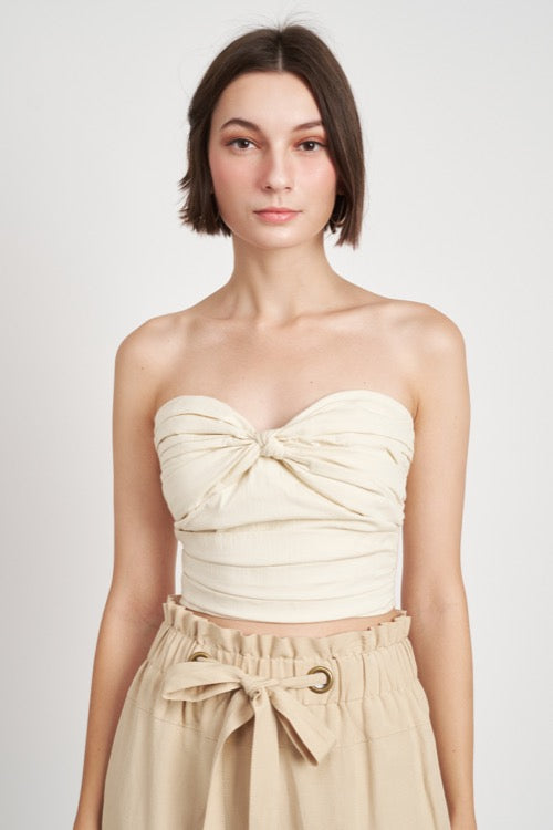 Descano Knotted Tube Top | Taupe