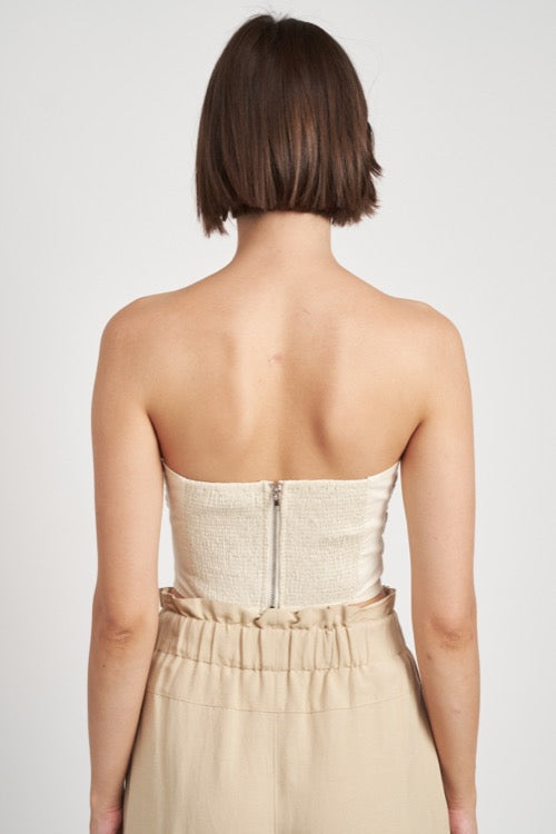 Descano Knotted Tube Top | Taupe
