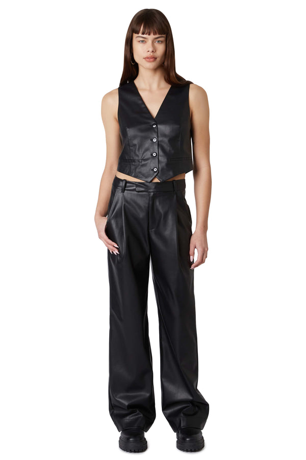 Everyday Trousers | Black Faux Leather