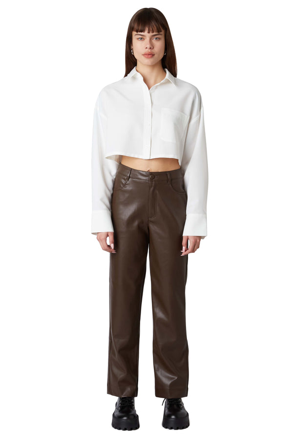 Vegan Leather Trouser | Brown