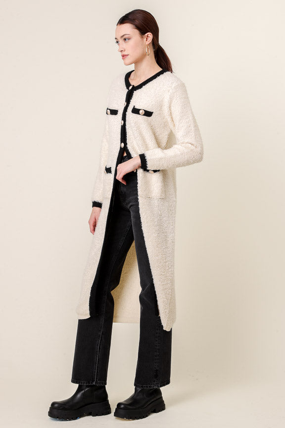 Line + Dot | Bon Cardigan Sweater | Ivory & Black