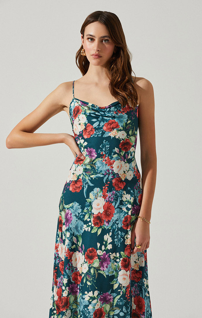 ASTR the Label | Gaia Floral Dress | Green Red Floral