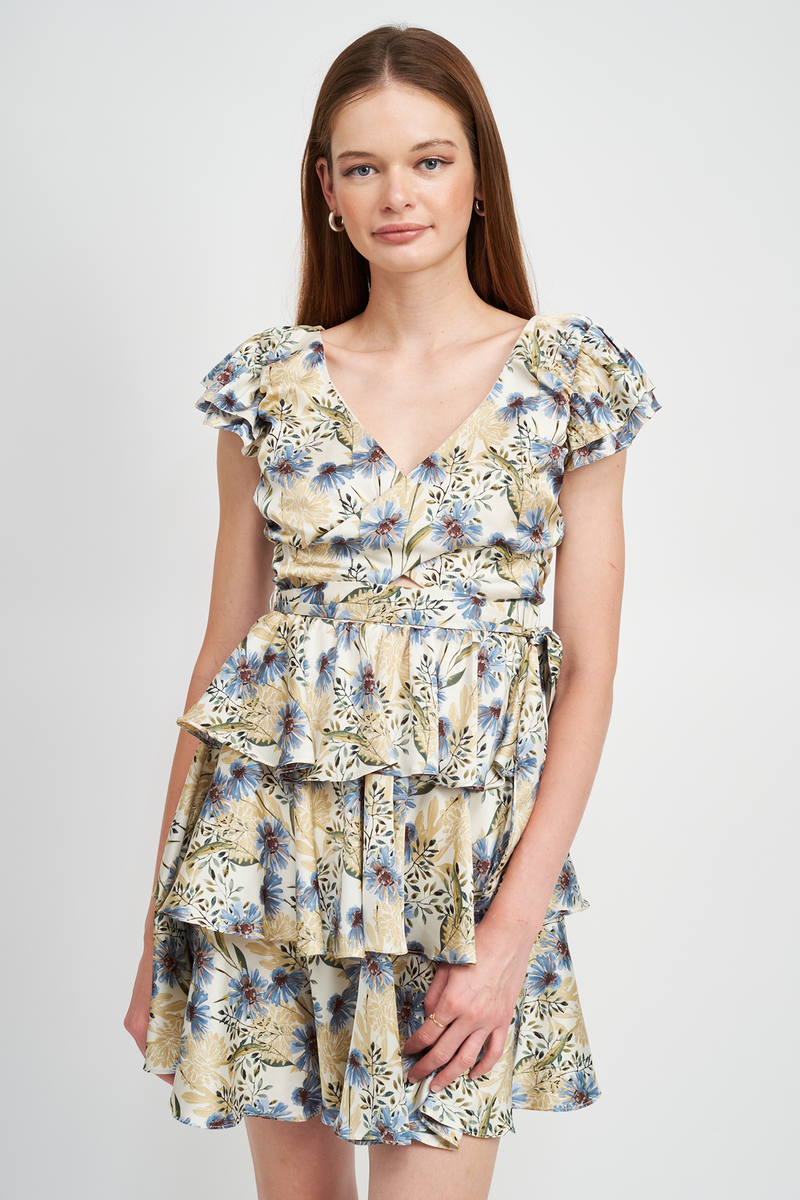 En Saison | Dahlia Floral Tiered Mini Dress FINAL SALE